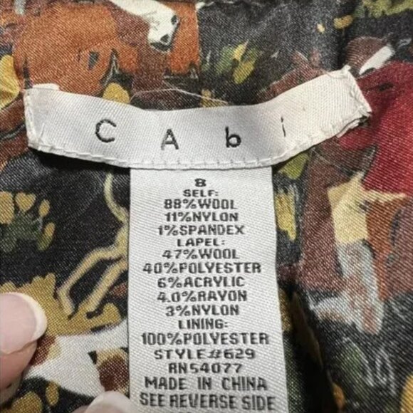 CAbi BLACK & WHITE EQUESTRIAN WOOL BLEND TWEED FOX HUNTER BLAZER SZ 8 - Picture 7 of 11